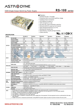 RS-100-48 datasheet - 100W Single Output Switching Power Supply