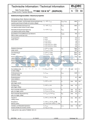 TTB6C135N16 datasheet - Phase Control Thyristor Module