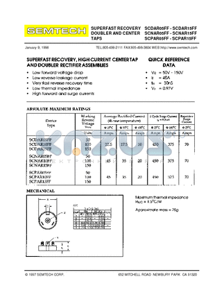 SCPAR15FF datasheet - SUPERFAST RECOVERY DOUBLER AND CENTER TAPS