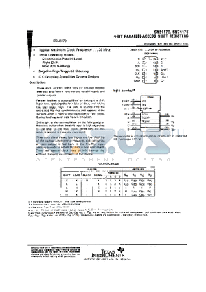 SN54178 datasheet - 4-BIT PARALLEL-ACCESS SHIFT REGISTERS