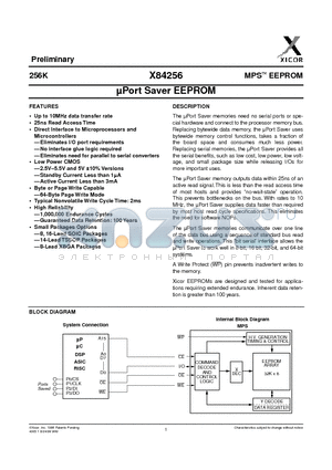 X84256Z-2.5 datasheet - UPort Saver EEPROM