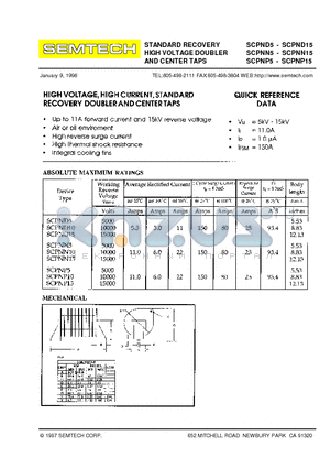 SCPND15 datasheet - STANDARD RECOVERY HIGH VOLTAGE DOUBLER AND CENTER TAPS