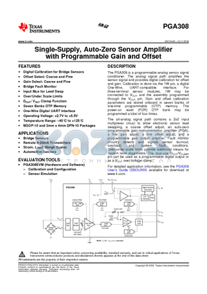 PGA308AIDGST datasheet - Single-Supply, Auto-Zero Sensor Amplifier