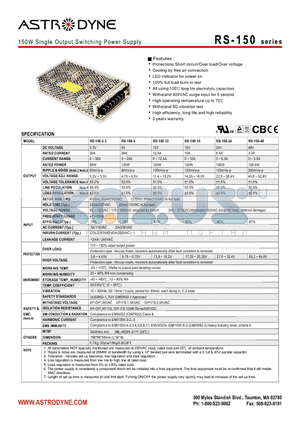 RS-150-24 datasheet - 150W Single Output Switching Power Supply