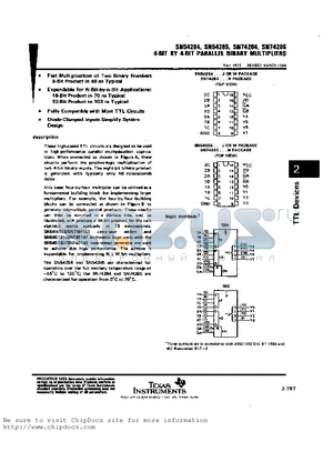 SN54284J datasheet - 4-BIT BY 4-BIT PARALLEL BINARY MULTIPLIERS
