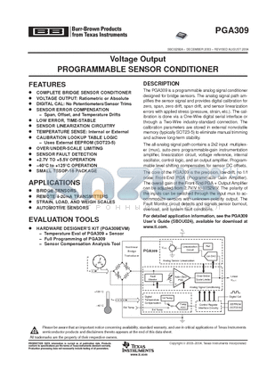 PGA309AIPWT datasheet - Voltage Output PROGRAMMABLE SENSOR CONDITIONER