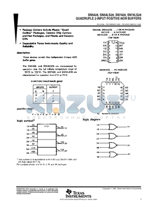 SN5428J datasheet - QUADRUPLE 2-INPUT POSITIVE-NOR BUFFERS