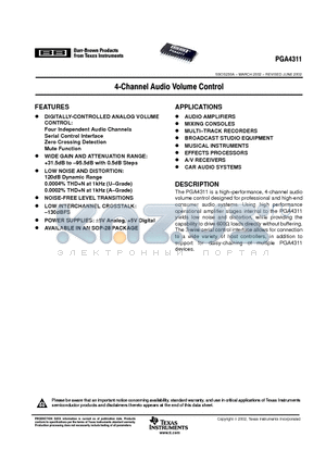 PGA4311U/1KG4 datasheet - 4-Channel Audio Volume Control