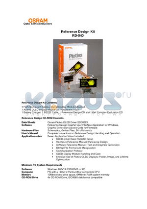 RD-040 datasheet - Reference Design Kit