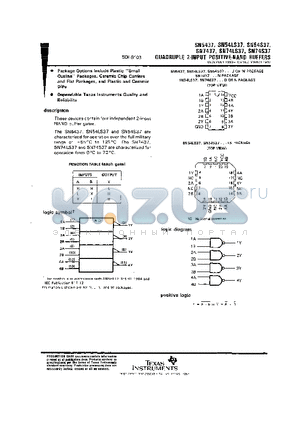 SN5437W datasheet - QUADRUPLE 2-INPUT POSITIVE-NAND BUFFERS