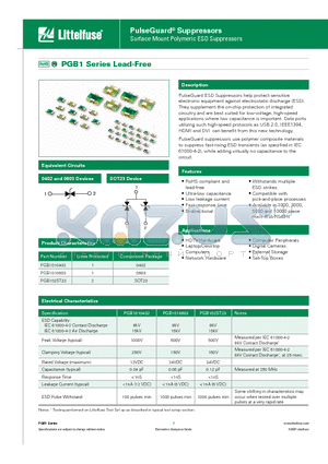 PGB1010402 datasheet - Surface Mount Polymeric ESD Suppressors