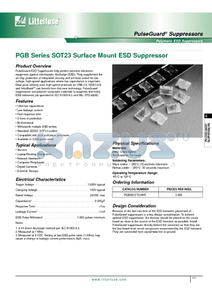 PGB002ST23WR datasheet - PGB Series SOT23 Surface Mount ESD Suppressor