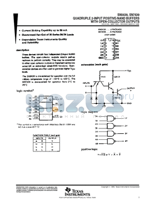 SN5439 datasheet - QUADRUPLE 2-INPUT POSITIVE-NAND BUFFERS WITH OPEN-COLLECTOR OUTPUTS