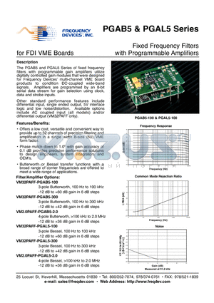 PGAB5 datasheet - Fixed Frequency Filters with Programmable Amplifiers