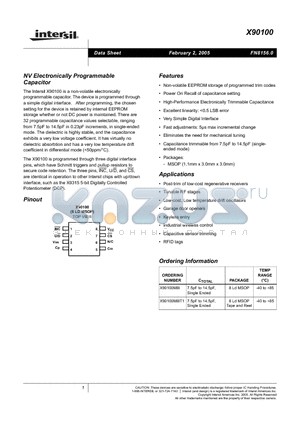 X90100 datasheet - NV Electronically Programmable capacitor