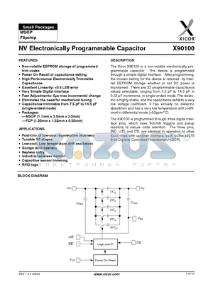 X90100MI datasheet - NV Electronically Programmable Capacitor