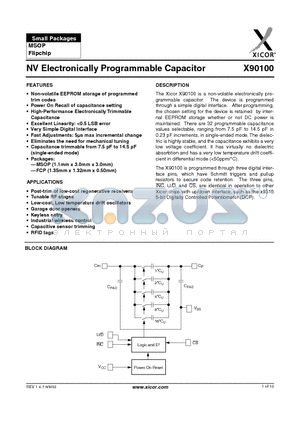 X90100X8I datasheet - NV Electronically Programmable Capacitor