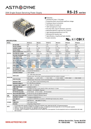 RS-25-15 datasheet - 25W Single Output Switching Power Supply