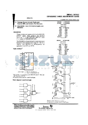 SN5453 datasheet - EXPANDABLE 4 WIDE AND ORINVERT GATES