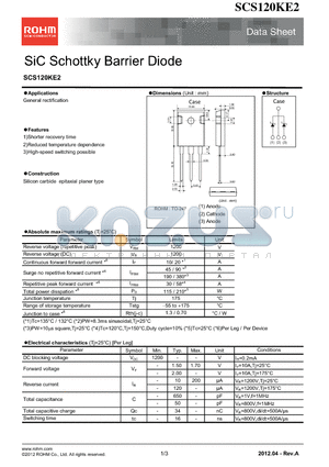 SCS120KE2 datasheet - SiC Schottky Barrier Diode