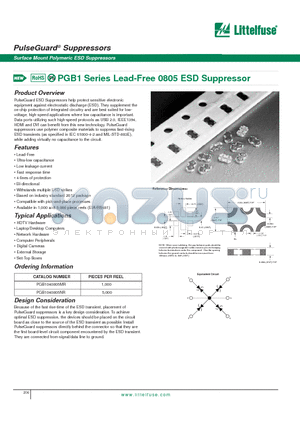 PGB1040805MR datasheet - PGB1 Series Lead-Free 0805 ESD Suppressor