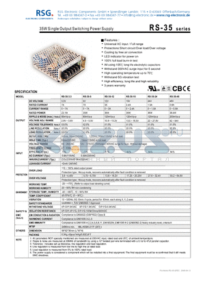 RS-35-12 datasheet - 35W Single Output Switching Power Supply