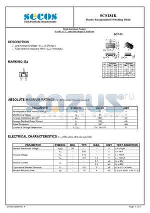 SCS184K datasheet - Plastic-Encapsulated Switching Diode