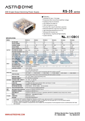 RS-35-24 datasheet - 35W Single Output Switching Power Supply