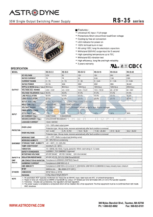 RS-35-5 datasheet - 35W Single Output Switching Power Supply