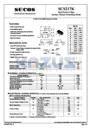 SCS217K datasheet - Surface mount Switching Diode