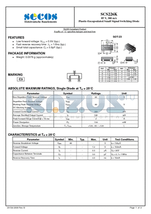 SCS226K_09 datasheet - Plastic-Encapsulated Small Signal Switching Diode