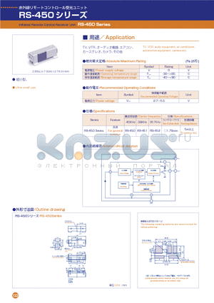 RS-450 datasheet - Infrared Remote Control Receiver Unit