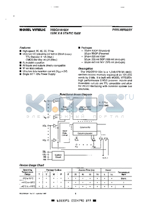 V62C5181024-1 datasheet - 128K X 8 STATIC RAM