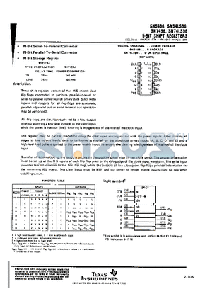 SN5496J datasheet - 5-BIT SHIFT REGISTERS