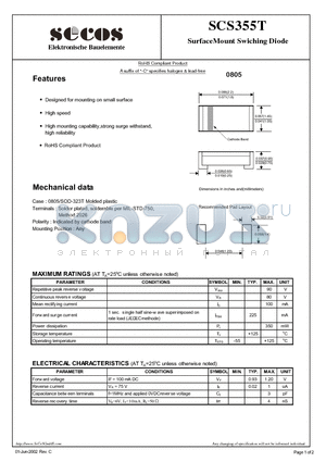 SCS355T datasheet - SurfaceMount Swiching Diode