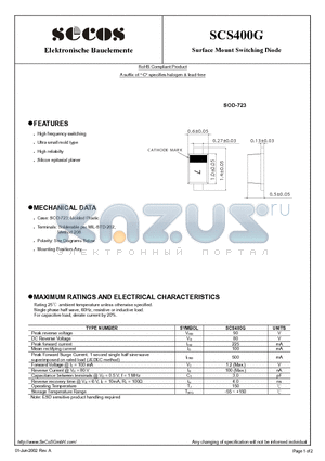 SCS400G datasheet - Surface Mount Switching Diode