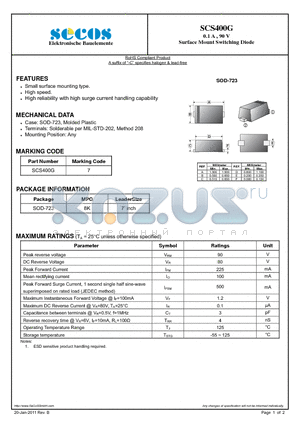 SCS400G datasheet - Surface Mount Switching Diode