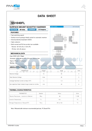 SS1040FL datasheet - SURFACE MOUNT SCHOTTKY BARRIER