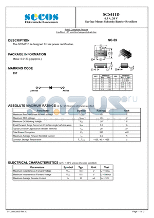 SCS411D datasheet - Surface Mount Schottky Barrier Rectifiers