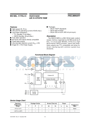 V62C518256L-35F datasheet - 32K X 8 STATIC RAM