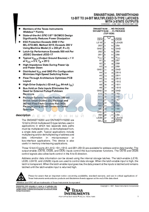 SN54ABT16260 datasheet - 12-BIT TO 24-BIT MULTIPLEXED D-TYPE LATCHES WITH 3-STATE OUTPUTS