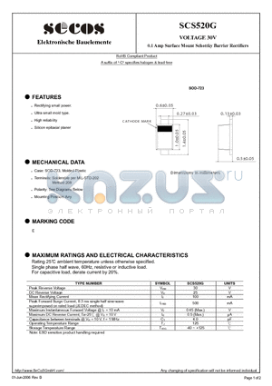 SCS520G datasheet - 0.1 Amp Surface Mount Schottky Barrier Rectifiers