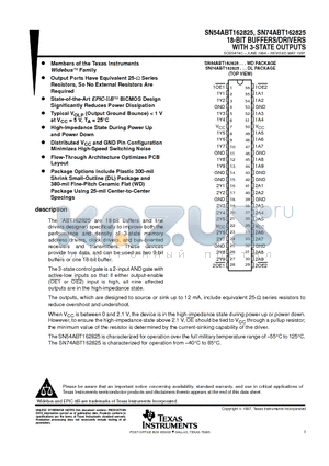 SN54ABT162825WD datasheet - 18-BIT BUFFERS/DRIVERS WITH 3-STATE OUTPUTS