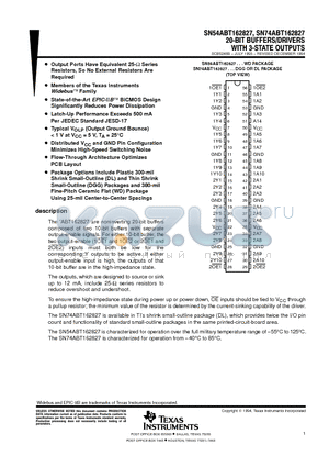 SN54ABT162827 datasheet - 20-BIT BUFFERS/DRIVERS WITH 3-STATE OUTPUTS