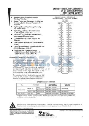 SN54ABT162827A datasheet - 20-BIT BUFFERS/DRIVERS WITH 3-STATE OUTPUTS