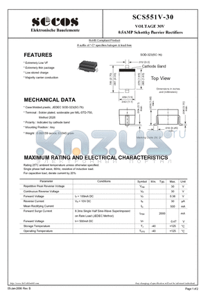 SCS551V-30 datasheet - 0.5AMP Schottky Barrier Rectifiers
