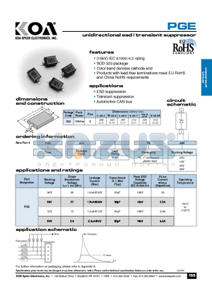 PGE323TTE36V datasheet - unidirectional esd / transient suppressor