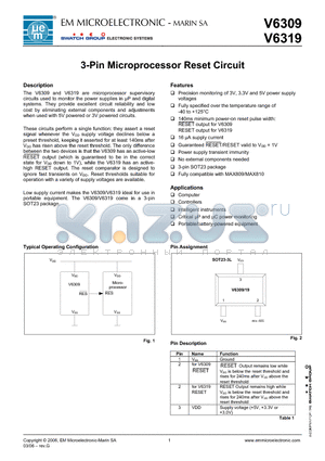 V6309SSP3B datasheet - 3-Pin Microprocessor Reset Circuit