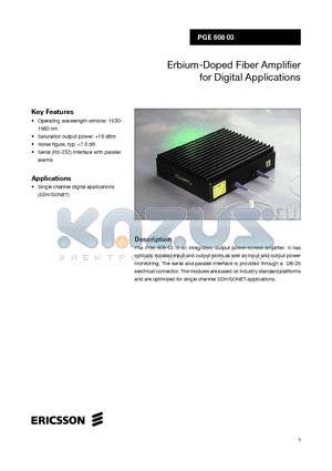 PGE60803 datasheet - Erbium-Doped Fiber Amplifier for Digital Applications