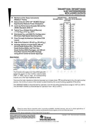 SN54ABT16540WD datasheet - 16-BIT BUFFERS/DRIVERS WITH 3-STATE OUTPUTS